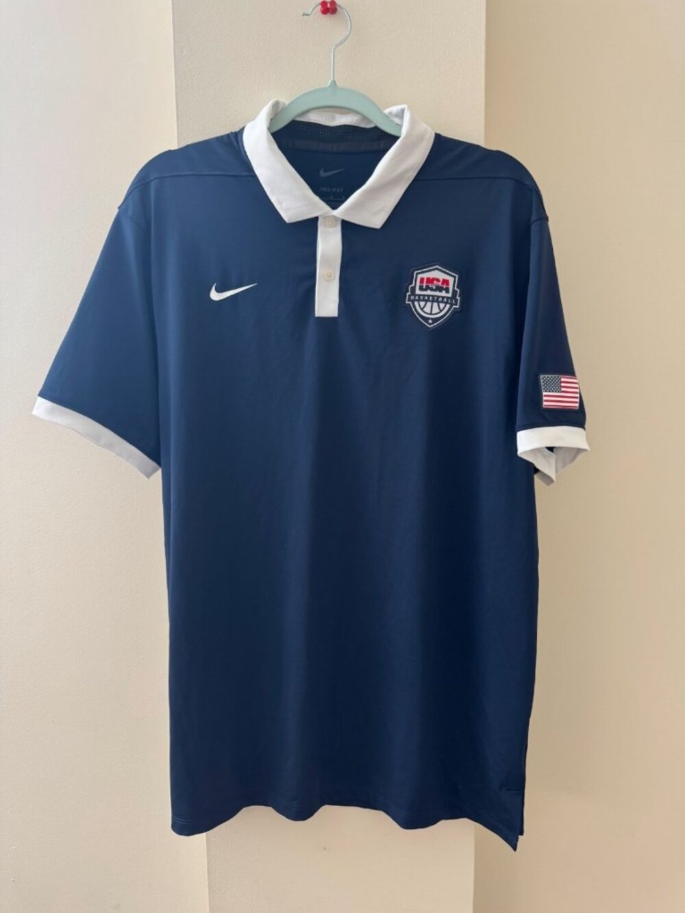 Nike USA Basketball Dri-FIT Polo Men's Large Navy White Collar